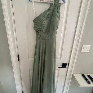 Azazie One Shoulder Dress in Sage Green